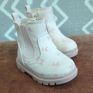 Kids White and Pink Boots